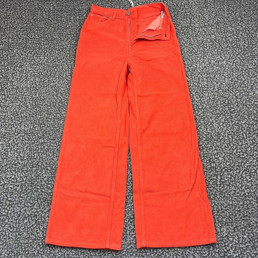 BDG High & Wide Corduroy Pants Women 25x28 Orange High Rise Wide Leg Pocket